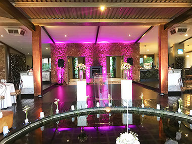 Purple Wedding Uplighting Parcans