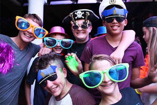 colourful opened photobooth with props